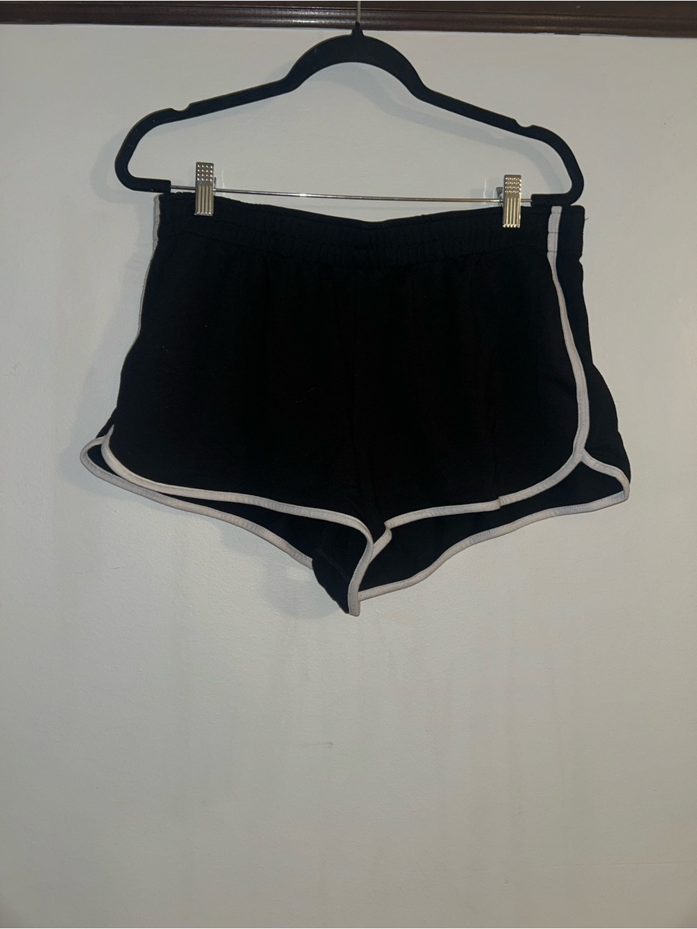 Black Lounge Shorts with White Trim - Women's Athletic Shorts